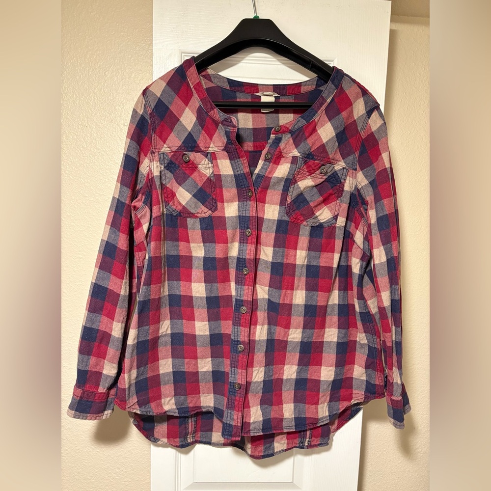 Duluth Trading Co Red and Blue Plaid Women's Top size XL